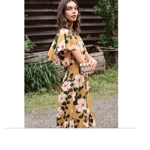 Anthropologie Eva Franco Ikebana Floral skirt and blouse set